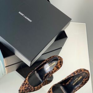 ❌SOLD❌YSL Calf Hair Leopard Print Opyum 110 Pumps 36